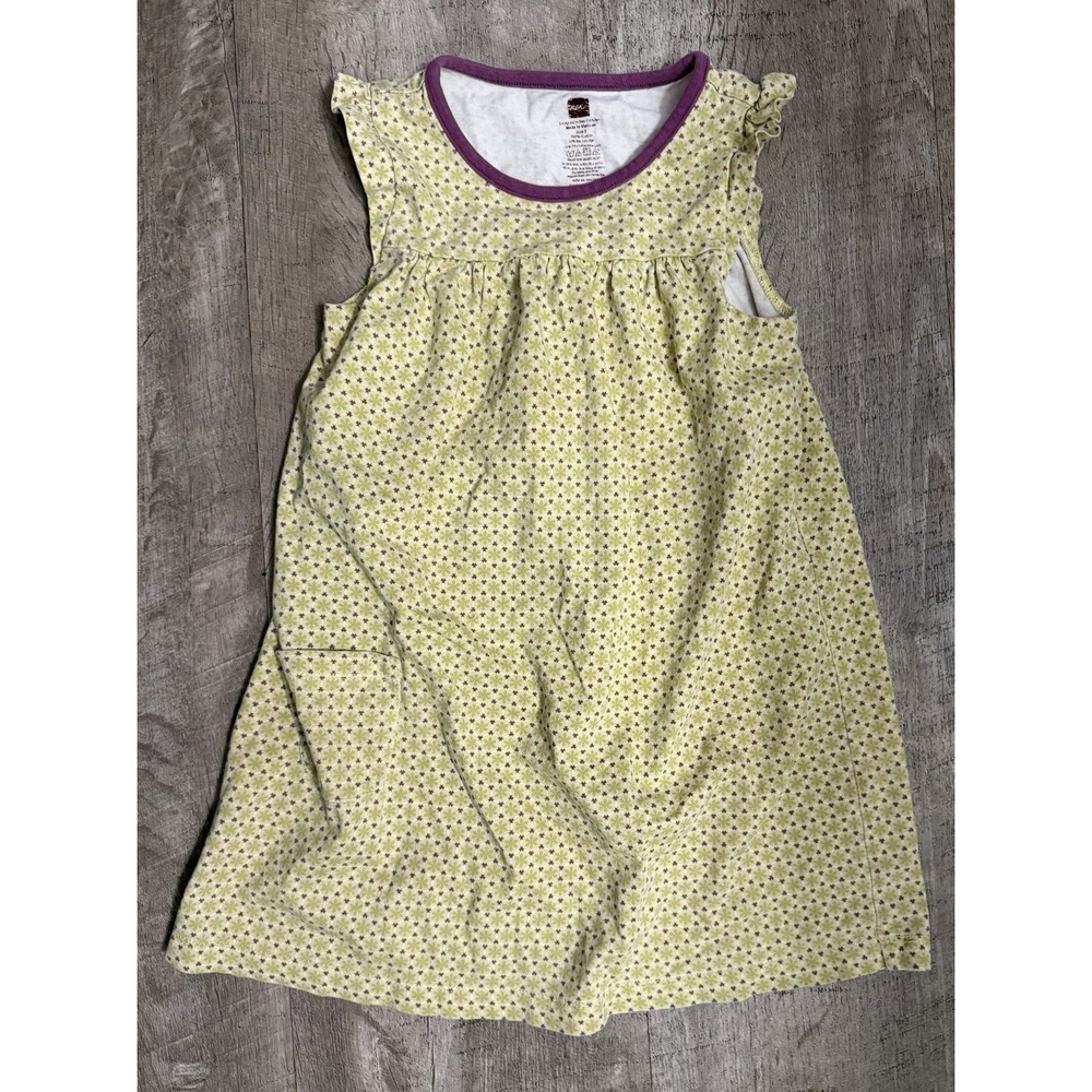 Girls' Tea Collection Dress Size 5 Cotton‎ Teal Floral Short Sleeve Green Purple